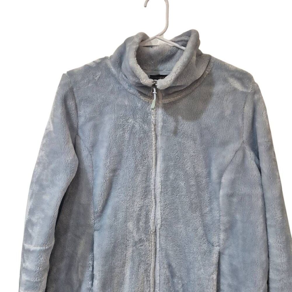 32 Degrees Heat Plush Faux Fur Full Zip Jacket Women Size L Blue Gray EUC - Picture 3 of 11